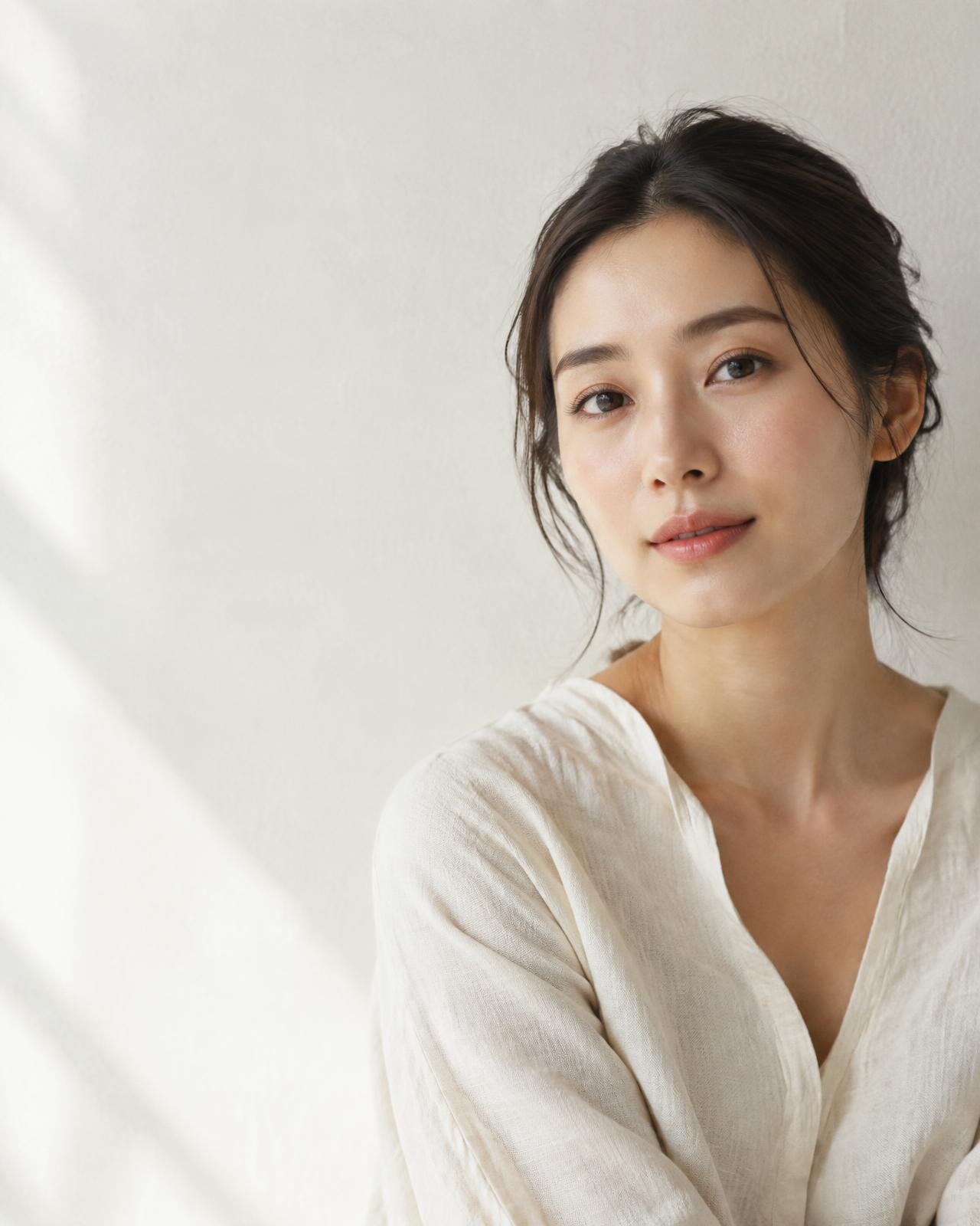 自然な眉に整えた女性のポートレート